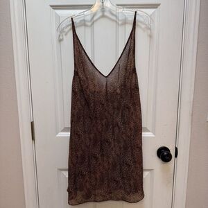 Y2K Victoria’s Secret brown cheetah print night gown lingerie Sheer Slip Dress L
